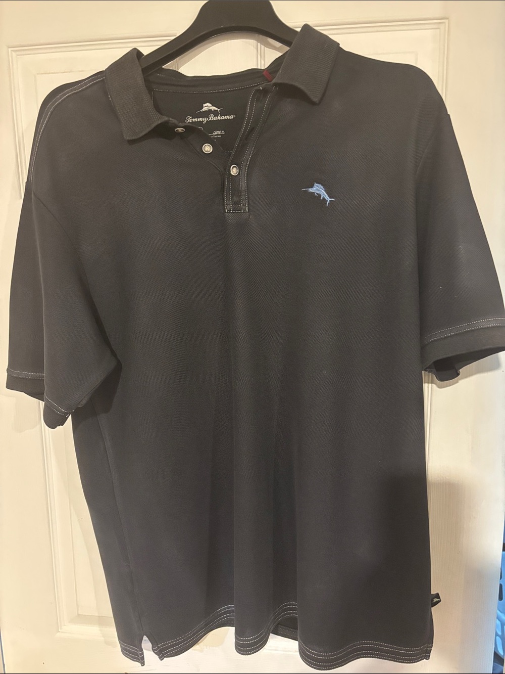 Tommy Bahama Black Polo with Light Blue Marlin Embroidery